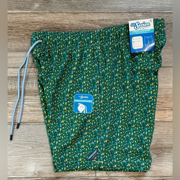 Mr.Swim~ Men's‎ Stretch Swim Shorts Size Small Inseam 6.5 Green with drink Print - Picture 8 of 8